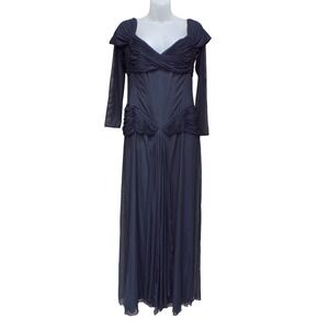 VICKY TIEL Couture Off The Shoulder Boned Corset Gown sz Euro 48  Vtg 80's